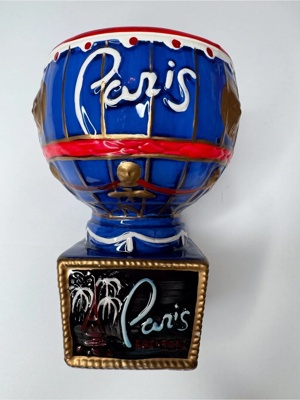 Paris Las Vegas Hot Air Balloon Souvenir Ceramic Drink Cup with Locking Lid